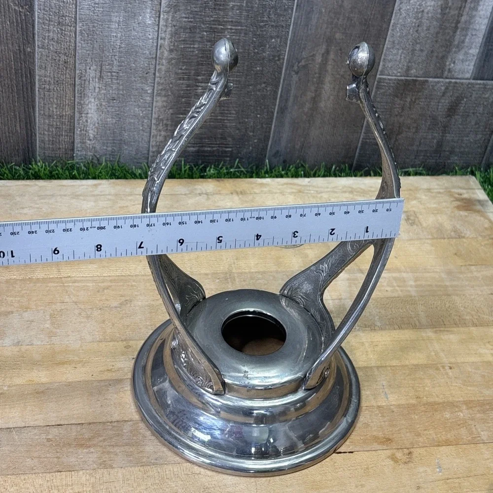 Vintage Silver Plated Carafe Warming Stand Parts Lot Victorian Art Nouveau Decor